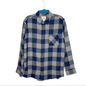 Field & Stream Blue & Gray Buffalo Plaid Flannel Button Front Shirt